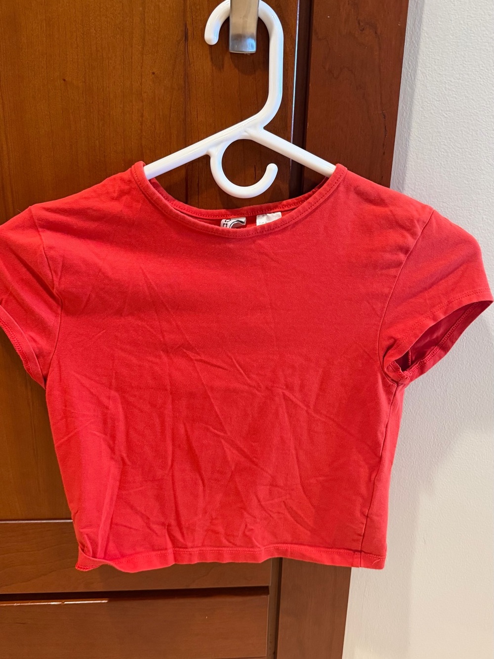 Divided Bright Red Crewneck Cropped Tee